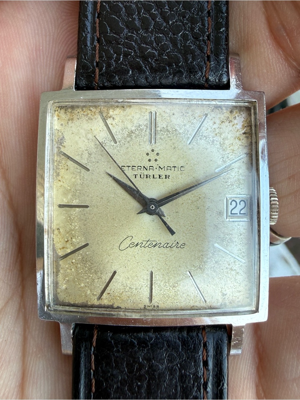 Vintage 1950’s Double signature Eterna Matic Turler Centenaire Automatic Watch